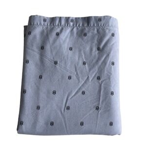TOMMY HILFIGER TH LOGO INITIALS Blue Classic FULL Flat Flat Sheet Cotton‎ Blend